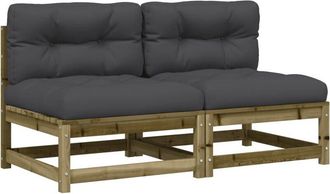 vidaXL Sof&aacute;s De Jard&iacute;n Sin Reposabrazos Con Cojines 2 Uds Madera Pino Vidaxl