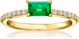 RS Pure by Ross-Simons Lab-Grown Emerald and. Lab-Grown Diamond Ring in 18kt Gold Vermeil
