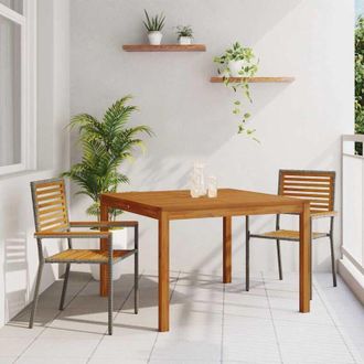 vidaXL Conjunto De Comedor De Jard&iacute;n 3 Pcs Gris Polirat&aacute;n Vidaxl