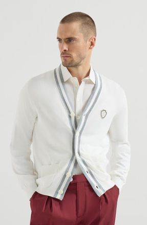 Brunello Cucinelli Cotton cardigan with logo in White at Nordstrom, Size Xxx-Large Eu