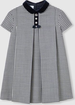 Gucci Kids - Wool Gingham Dress, Blue, Ready-to-wear