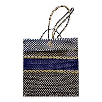 Lola's Bag Womens Medium Handmade Backpack In Blue/beige