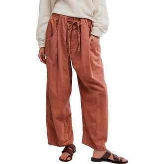 Free People Chambers Drawstring Linen & Cotton Pants in Canyon Sunset at Nordstrom, Size X-Large