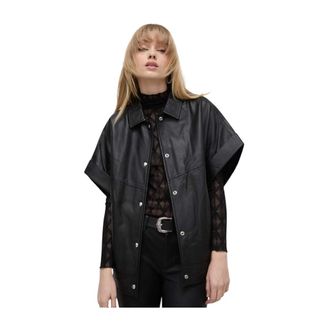 Iro Iro, Jassen, Dames, Zwart, M, Leer, Fano Oversized Leren Jas