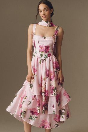 BHLDN Bustier Tiered Maxi Dress
