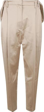 Brunello Cucinelli Cigarette Broeken - Dames - Broeken - Beige - M - Katoen - Broeken