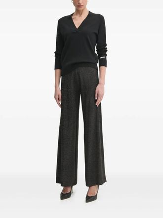 Liu Jo V-neck beaded-trims sweater - Black