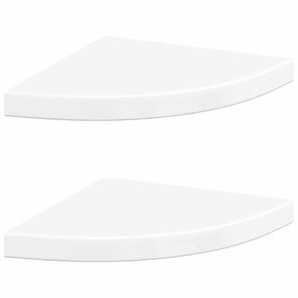 vidaXL Scaffali Angolari A Parete 2 Pz Bianco Lucido 35x35x3,8 Cm Mdf - Vidaxl