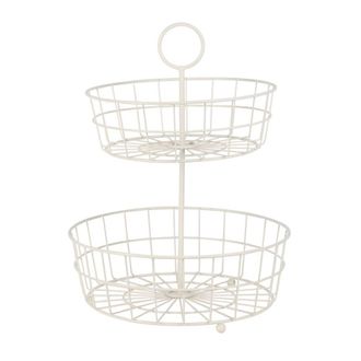 Maisons du monde Cesta doble de metal color crudo