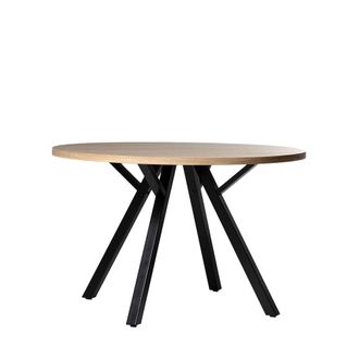 Klast Mesa de comedor efecto madera natural y metal negro 120x77 cm