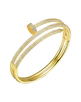 Rachel Glauber 14K Plated Cz Bangle Bracelet