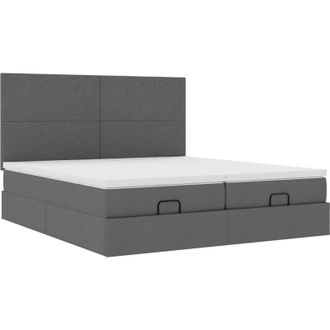 vidaXL Estructura Cama Otomana Colchones Tela Gris Oscuro 160x200 Cm Vidaxl