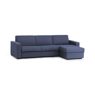 Dmora Sof&aacute; Fijo Debora, Sof&aacute; De Esquina, 100% Made In Italy, Sof&aacute; Sala De Estar, Con Contenedor Reversible Peninsula, En Tela Acolchada, Con Reposabrazos De