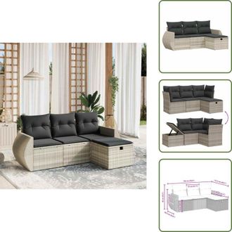 vidaXL Cuscino da giardino - vidaXL Set Divano da Giardino 4pz con Cuscini Grigio Chiaro Polyrattan - Rattan PE