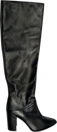 Stuart Weitzman Black Leather Point Toe Knee Boots Size 40