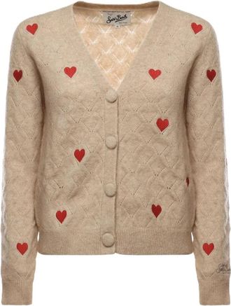 MC2 Saint Barth Dianne Diamonds Alpaca Cardigan - Dames - Vesten - Beige - XS - Truien & Vesten