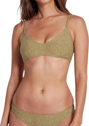 Sauipe Swimwear Elise Bralette Bikini Top With Adjustable Straps Lurex In Green