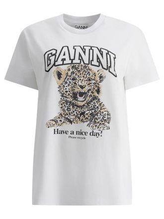 Ganni Cotton T-Shirt With Print