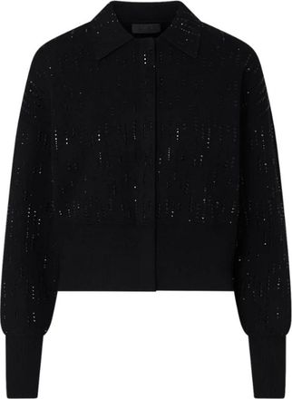 Liu Jo Gebreid Jasje met Strass - Dames - Vesten - Zwart - S - Polyester - Truien & Vesten