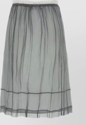 Prada chiffon midi skirt sheer embroidered overlay