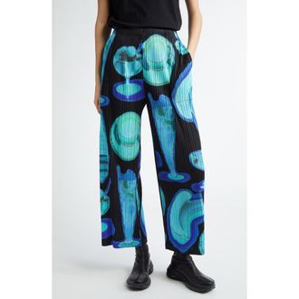 Pleats Please Issey Miyake Thermal Floods Print Pleated Pants in Black at Nordstrom, Size 3