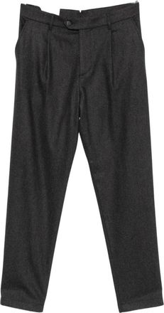 Eleventy Broeken, Heren, Grijs, W36, Wol, Gekreukte wollen broek