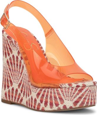 Jessica Simpson Kaliese Slingback Platform Wedge Sandal in Orange 01 at Nordstrom, Size 9.5