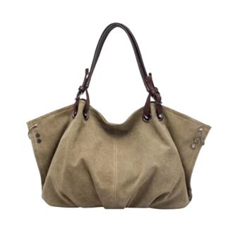 Generic Womens Bag Fashion Casual Canvas Large Capacity Handbag Shoulder Messenger Many Colors(Khaki)