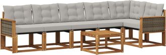 vidaXL Conjunto De Sof&aacute;s De Exterior 7 Uds. Natural Y Gris Claro Vidaxl