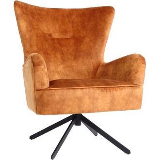 Hhg Non utilizzato] Poltrona lounge Vintage relax elegante girevole HHG 262 velluto, arancione