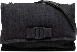 Ferragamo Pre-owned Ferragamo Small Denim Viva Bow Shoulder Bag Ladies 597OVOMKKBFIC4A1