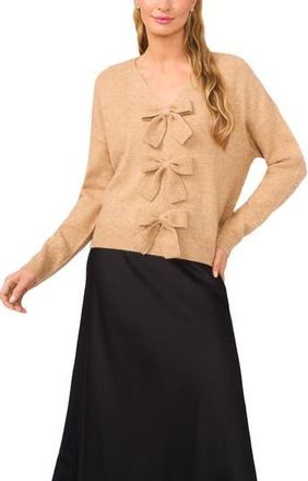CeCe by Cynthia Steffe Bow Front Sweter in Latte Heather at Nordstrom Rack, Size X-Large