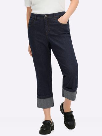 Sheego 7/8-Jeans SHEEGO, Damen, Gr. 40, Normalgr&ouml;ssen, dunkelblau, 99% Baumwolle, 1% Elasthan, unifarben, 7/8-L&auml;nge, Jeans 7/8-Jeans