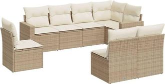 vidaXL Juego De Sof&aacute;s De Jard&iacute;n Con Cojines Beige 8 Pzas Rat&aacute;n Pe Vidaxl