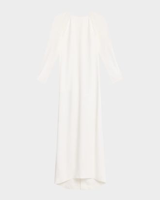 Alberta Ferretti Sheer Long-Sleeve Stretch Cady Maxi Dress