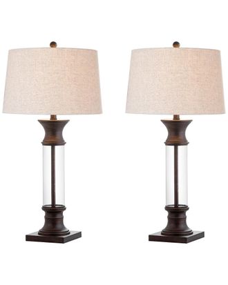 Jonathan Y Designs Jonathan Y Designs Set Of 2 Hunter 32In Metal & Glass Led Table Lamps