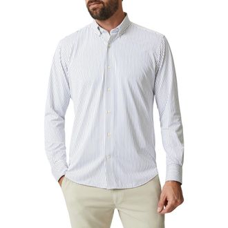 34 Heritage Modern Fit Stripe Tech Button-Up Shirt in White at Nordstrom Rack, Size Xx-Large