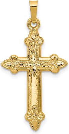 Diamond2Deal 14k Yellow Gold Fleur De Lis Cross Pendant