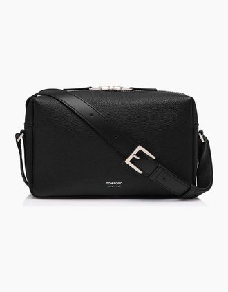 Tom Ford Mens Grain Leather T Line Camera Bag Black - Size: OS