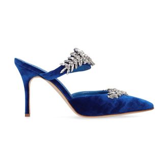 Manolo Blahnik Heeled Mules, female, Blue, Size: 5 1/2 US Elegant mules