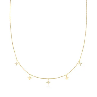 RS Pure by Ross-Simons Diamond North Star Station Necklace in 14kt Yellow Gold
