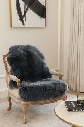 Infinity Leather Genuine Charcoal Grey Sheepskin Silky Natural Soft Fluffy Real Wool Rug