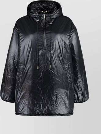 Saint Laurent hooded nylon windbreaker jacket with drawstring hem