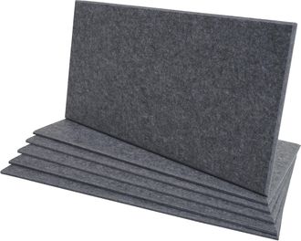 Hhg Hhg - Nunca Usado] Lote De 6 Paneles Ac&uacute;sticos De Pared 576, Paneles Ac&uacute;sticos De Pared, Fonoabsorbentes 1 M&sup2; 60x30 Cm, Gris