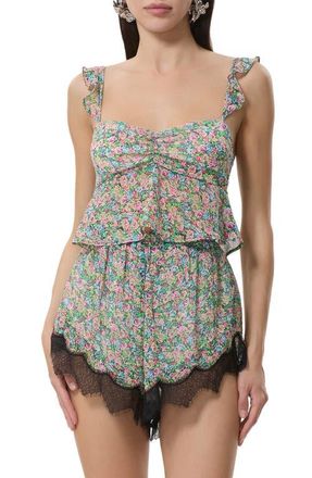 AFRM Aisha Floral Crop Top in Candy Ditsy at Nordstrom, Size X-Large