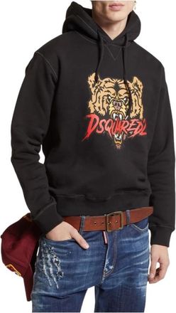 Dsquared2 Cool Fit Hoodie met Berenprint - Heren - Hoodies - Bruin - M - Katoen - Hoodies & sweatvesten