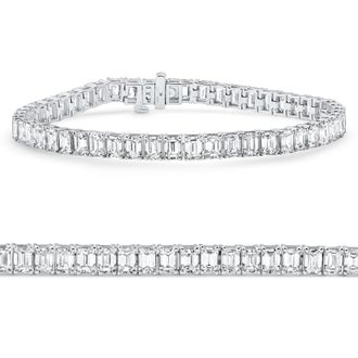 Pompeii3 15Ct Emerald Cut Diamond Tennis Bracelet 7 14k White Gold Size: Medium