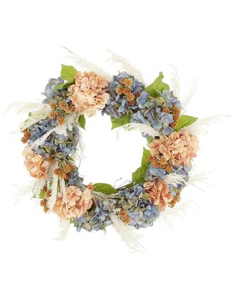 Creative Displays Inc. Handcrafted 24In Fall Wreath With Hydrangeas, Berries & Pampas