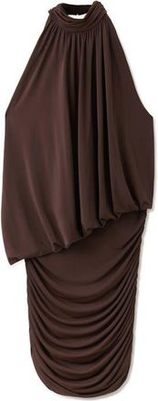 Mango Drape Sleeveless Minidress in Brown at Nordstrom, Size 10