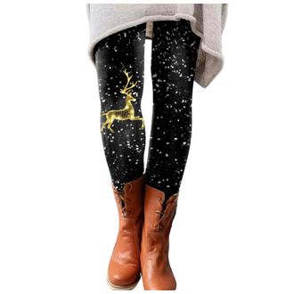 Generic Christmas Womens Leggings Printed Patterns Pilates Tights Skinny Pants Leggings Patterned Casual Printed Long Winter Pants Christmas Santa Party Snowm